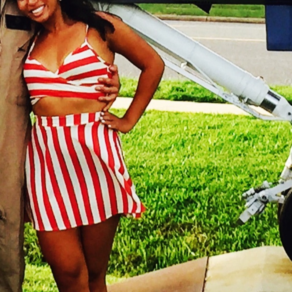 SMYM set, crop top and skirt. Red and white!!!